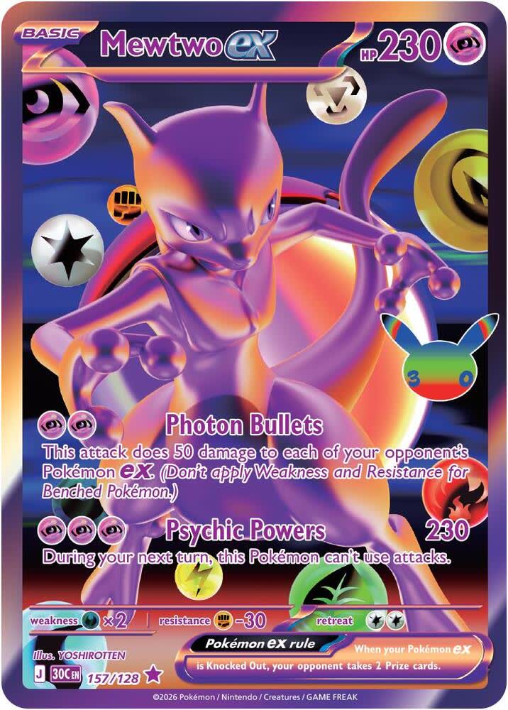 Mewtwo ex card from the 30th Celebration set