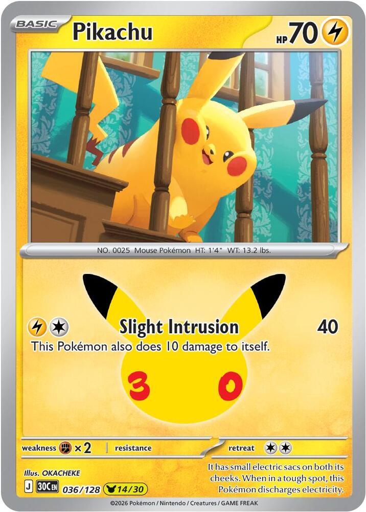 Pikachu card from the 30th Celebration set