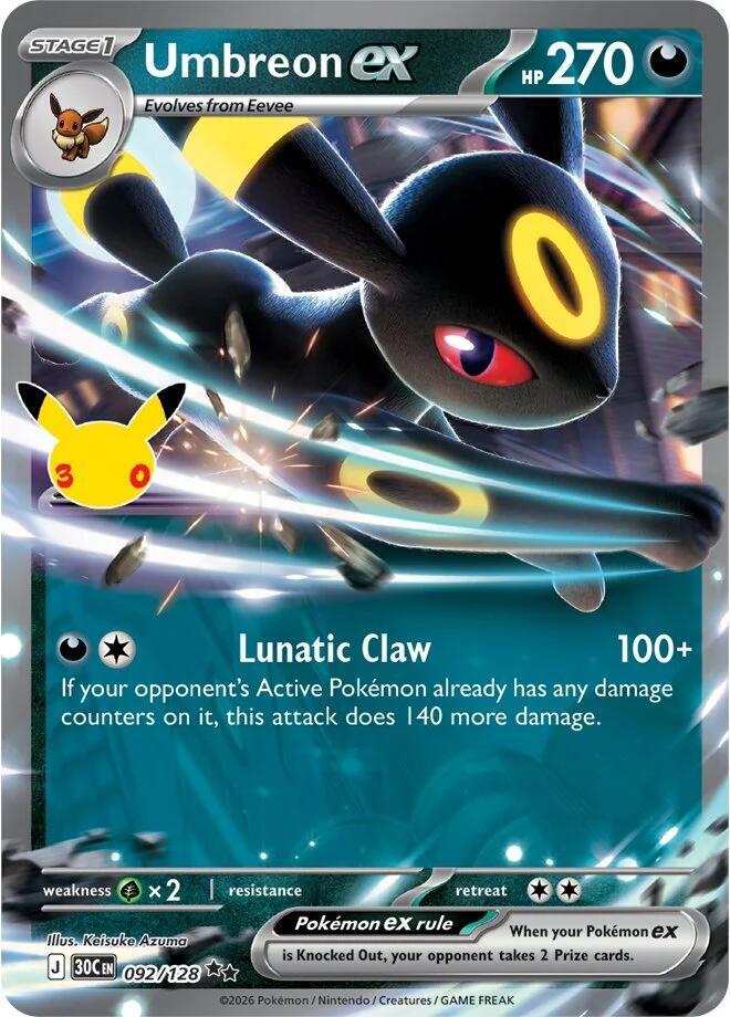 Umbreon ex card from the 30th Celebration set
