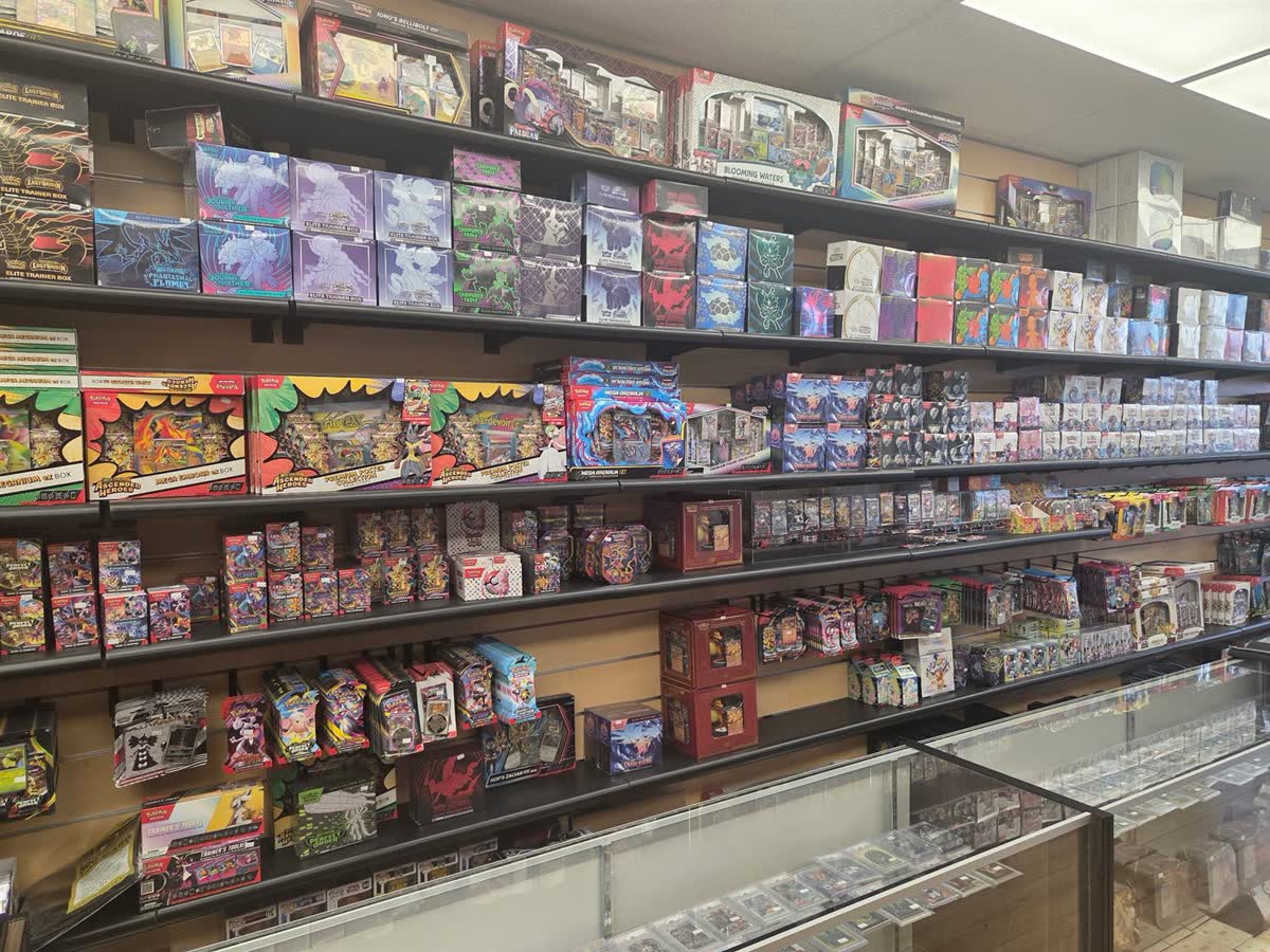 Sealed Pokémon wall at GG Hobby, Aventura FL